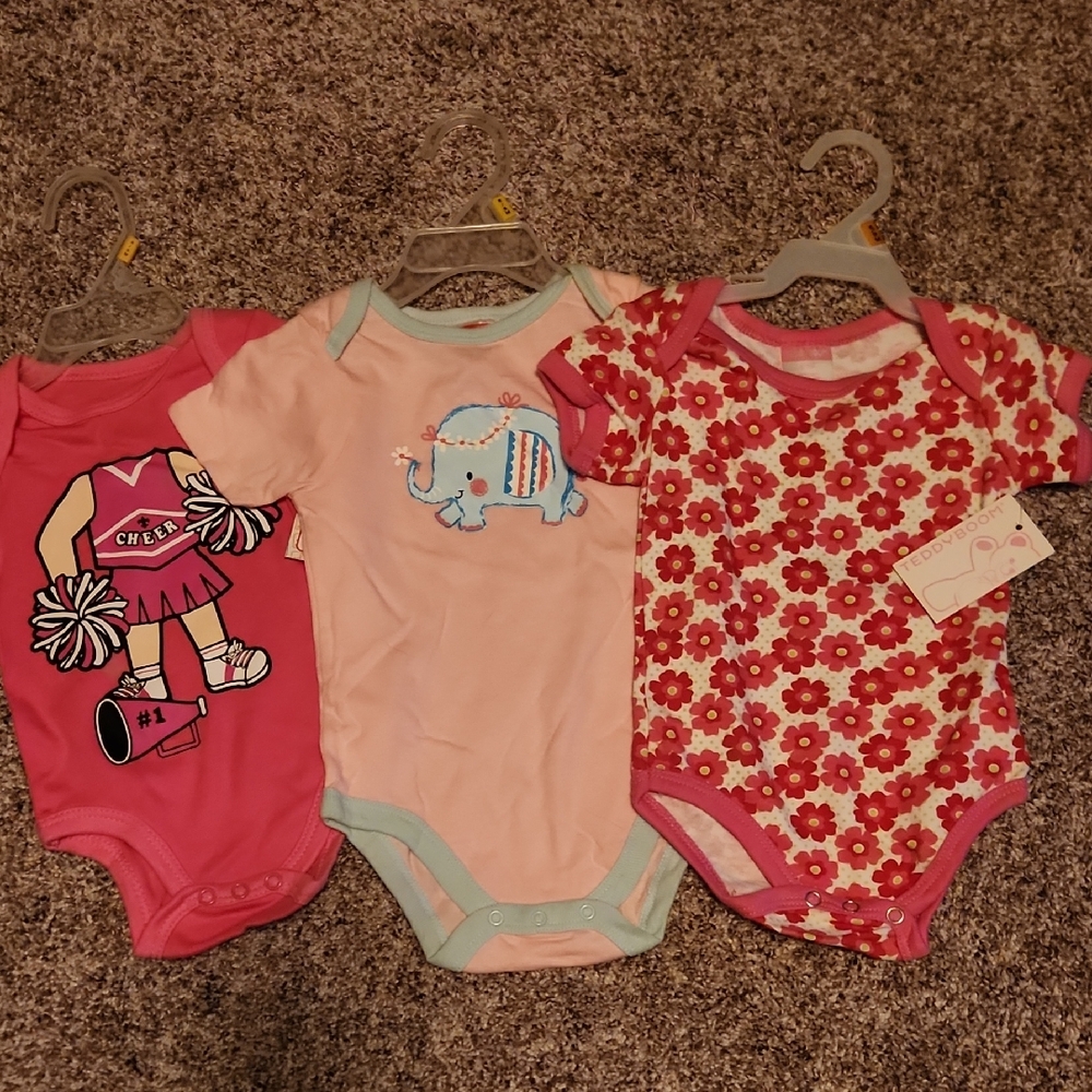 NWT 6-9 Months, Three Pink Cute Onsies